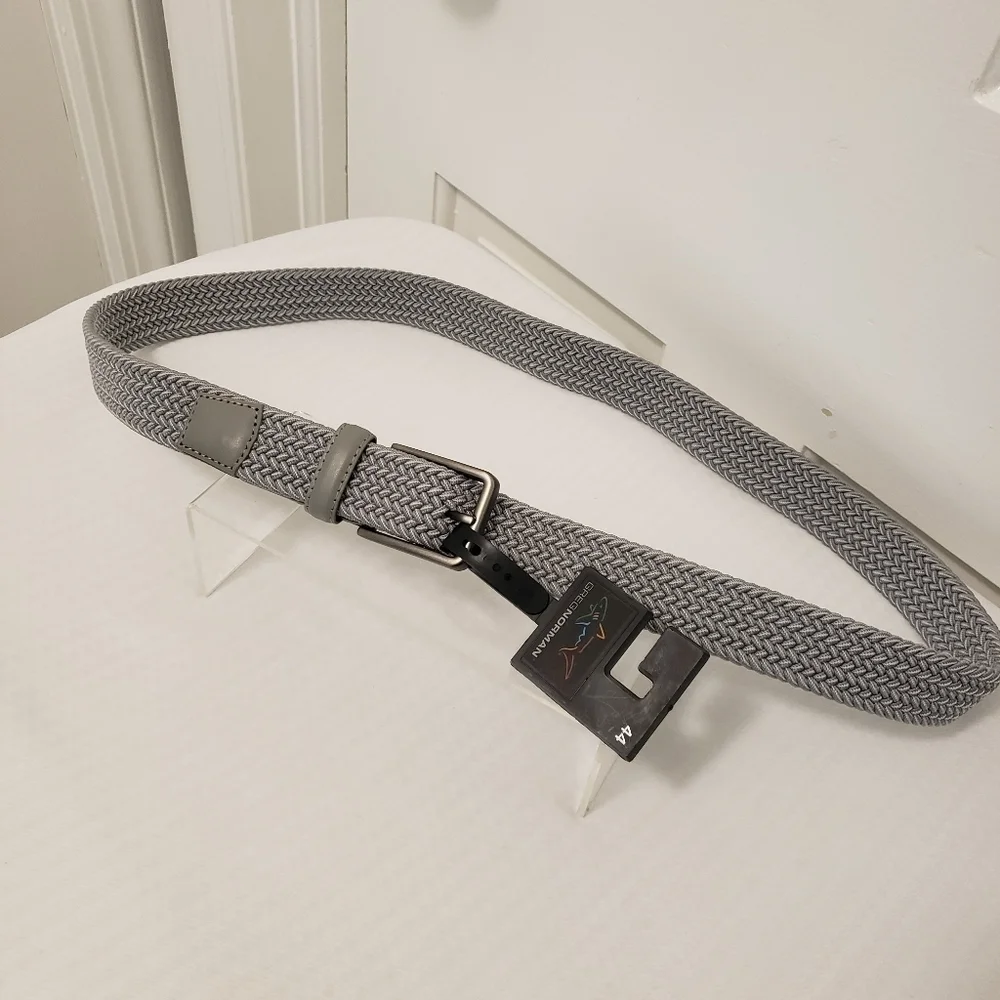 NWT Greg Norman Two Tone Braided Stretch Belt Size 44, Retail $40, Athlesiure